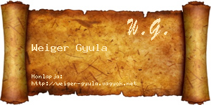 Weiger Gyula névjegykártya
